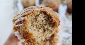 Fluffy Glazed Banana Muffins