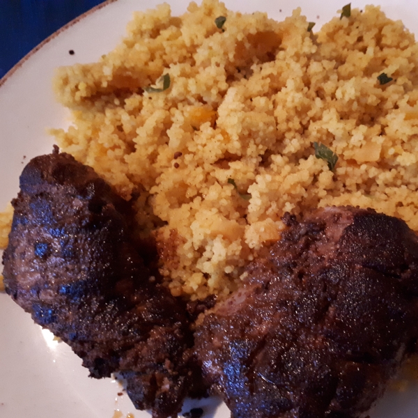 Moroccan-Spiced Pork Chops & Fruity Couscous