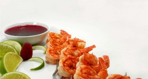 Butterfly Chili Lime Prawn Spedini with Raspberry Dipping Sauce