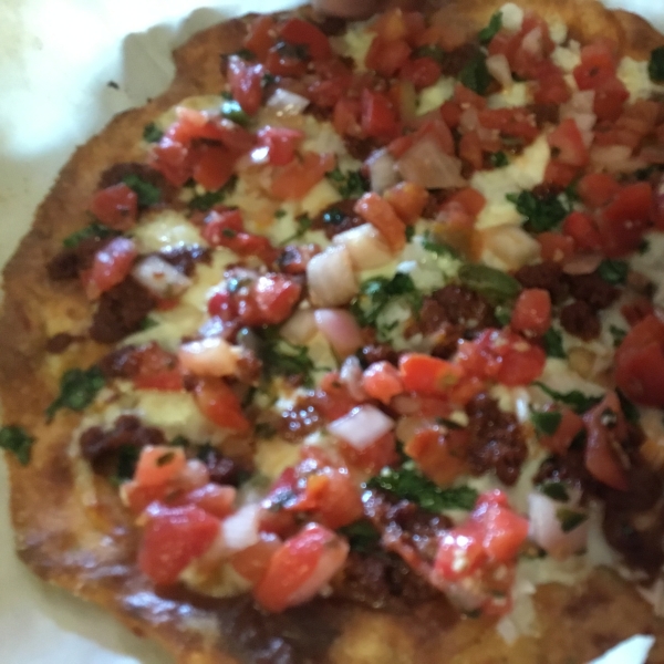 Keto Fathead Pizza with Chorizo and Salsa