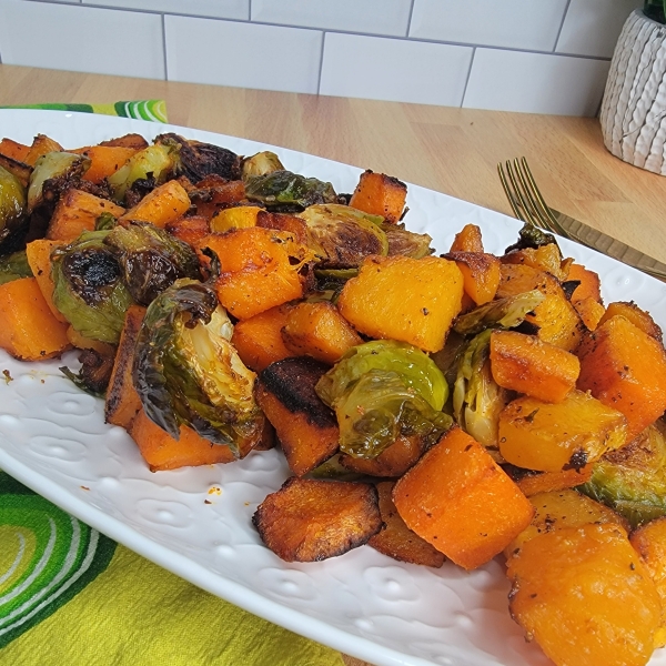 Sheet Pan Vegan Roasted Brussels Sprouts and Butternut Squash