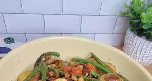 Vegan Green Bean, Tomato, and Basil Sheet Pan Dinner