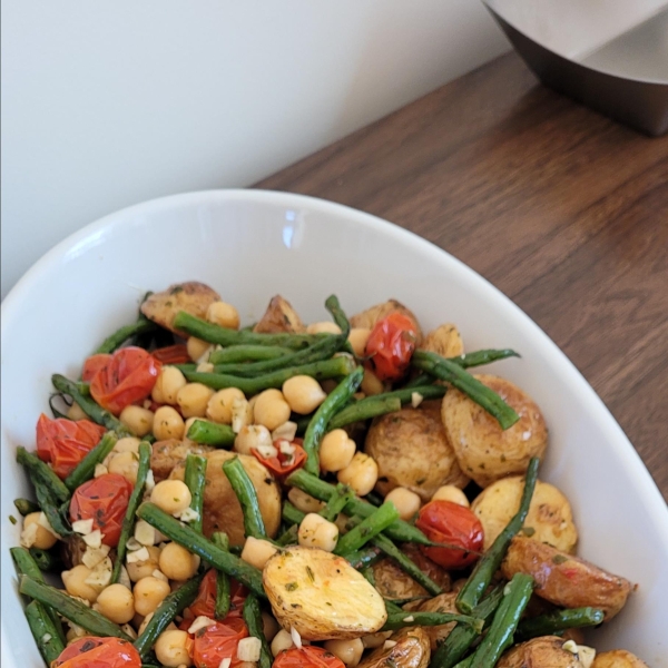 Vegan Green Bean, Tomato, and Basil Sheet Pan Dinner