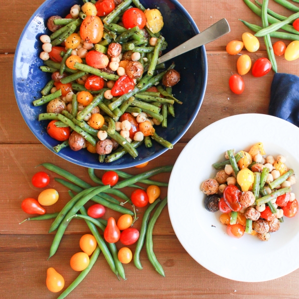 Vegan Green Bean, Tomato, and Basil Sheet Pan Dinner