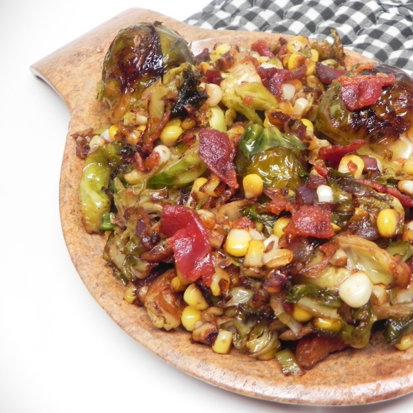Roasted Brussels Sprouts and Corn Salad