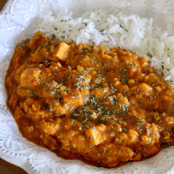 Vegan Coconut-Lentil Curry with Sweet Potatoes