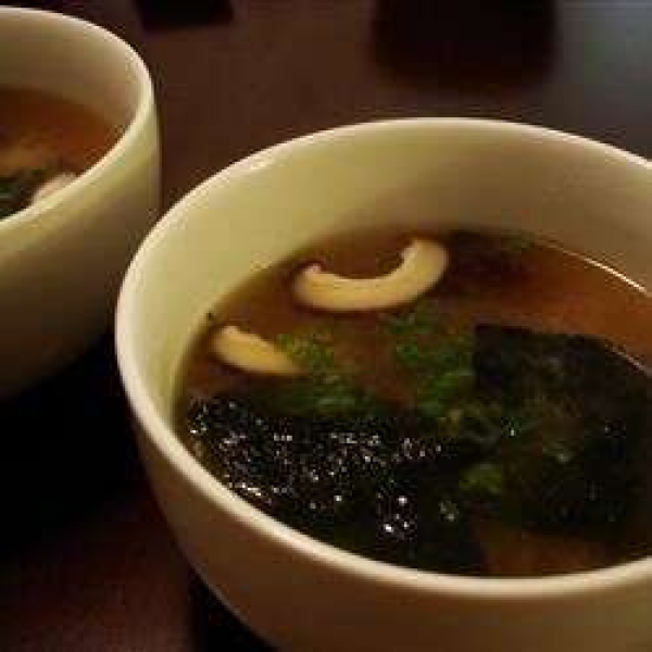 Japanese Soup with Tofu and Mushrooms