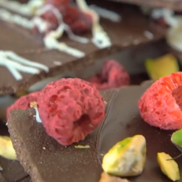 Pistachio, Raspberry, and Coconut Bark