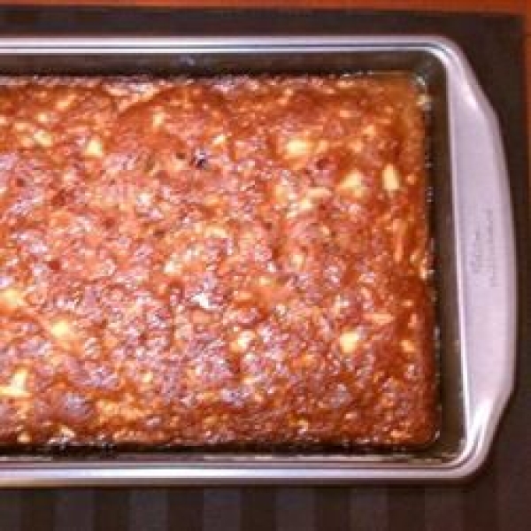 Apple Nut Cake with Rum Sauce
