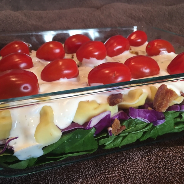 Layered Spinach Tortellini Salad
