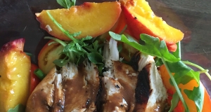 Grilled Chicken, Peach, and Arugula Salad