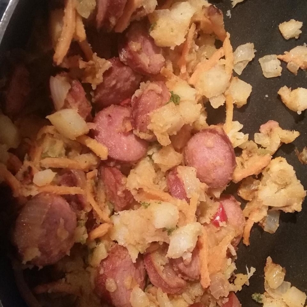 Kielbasa Hash With Carrots and Caraway