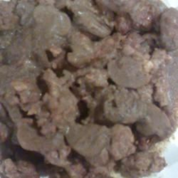 Smoked Sausage in Mushroom Wine Gravy
