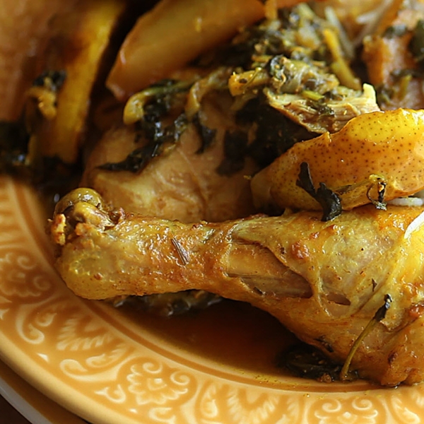 Moroccan Chicken Tagine with Caramelized Pears