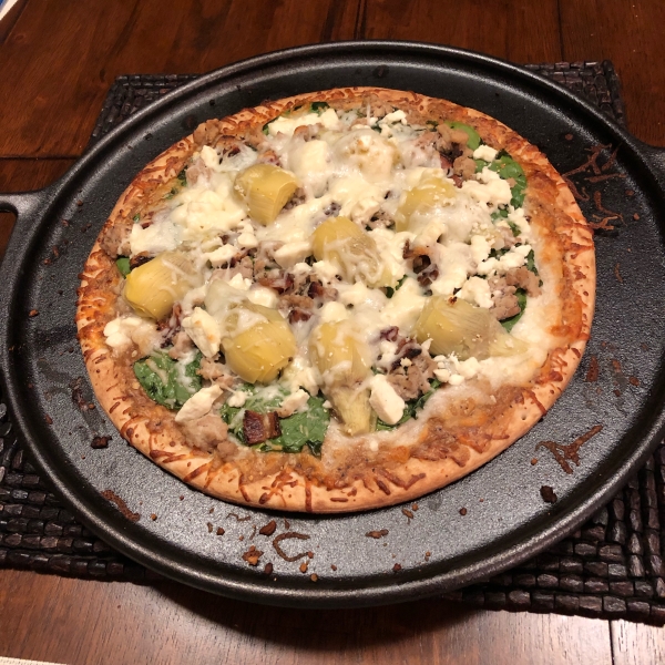 Bacon Spinach Artichoke Pizza