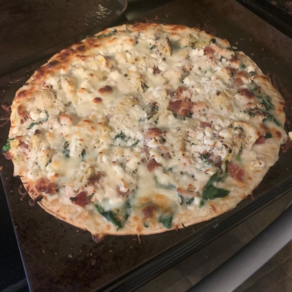 Bacon Spinach Artichoke Pizza