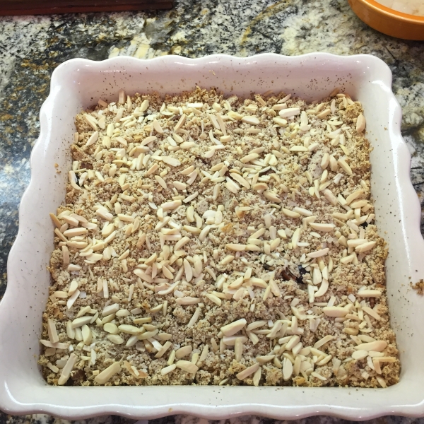 Paleo Peach Crisp with Coconut and Slivered Almonds
