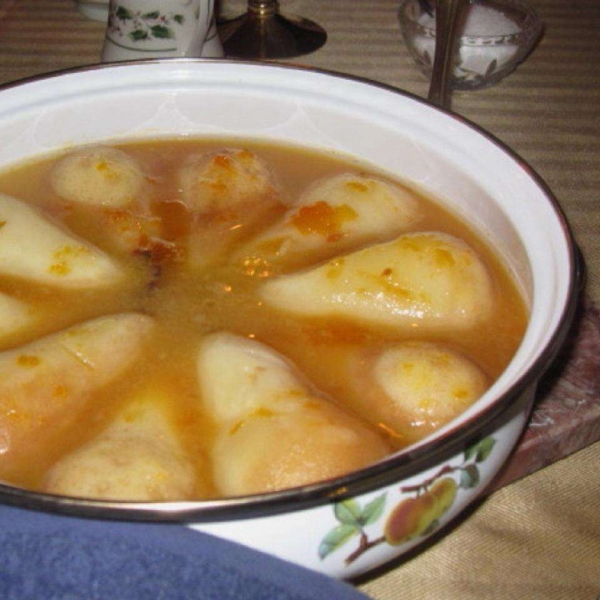Poached Pears with Apricot Sauce