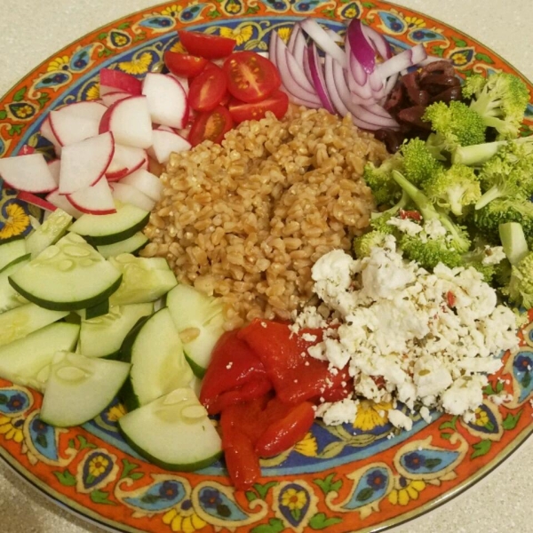Greek Sorghum Bowl with Artichokes and Olives