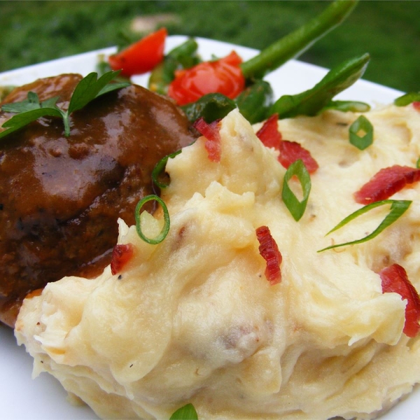 Mashed Potatoes with Fried Mushroom, Bacon, and Onion
