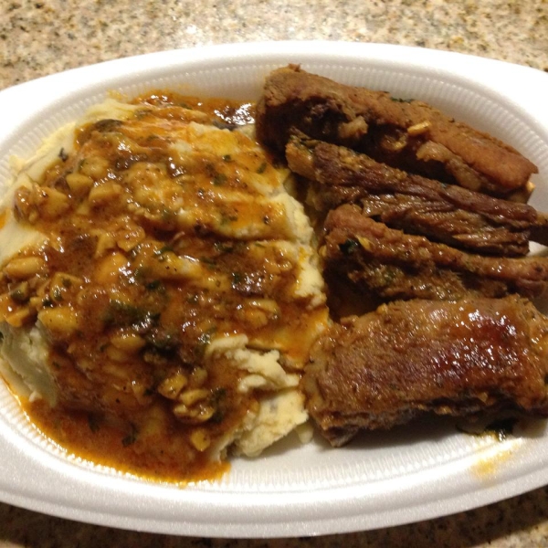 Mashed Potatoes with Fried Mushroom, Bacon, and Onion