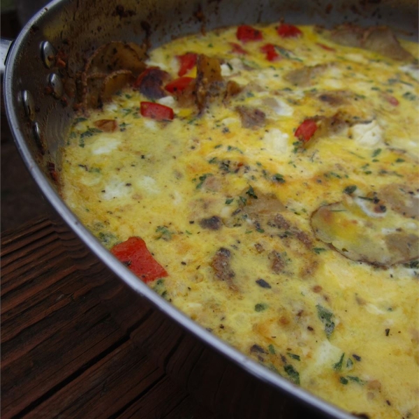 Roasted Red Pepper and Goat Cheese Frittata