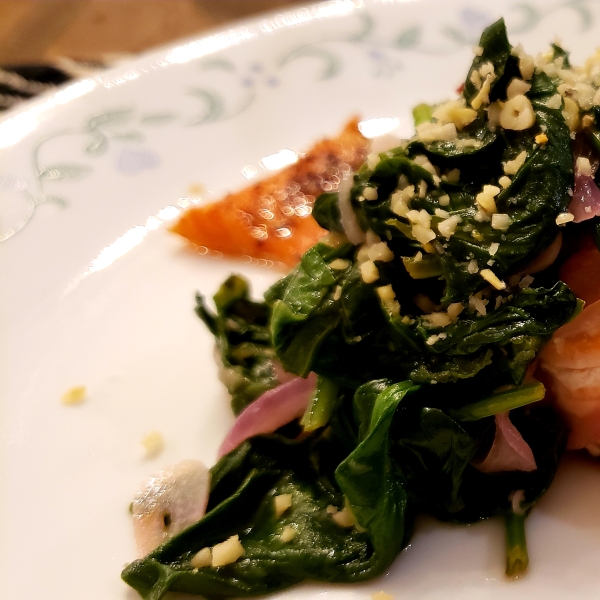Honey Lemon Glazed Salmon with Spinach Saute