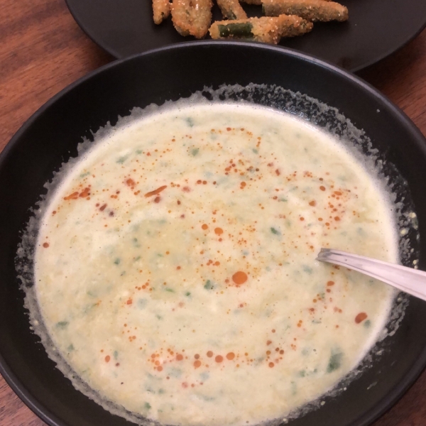 Creamy Edamame Arugula Soup