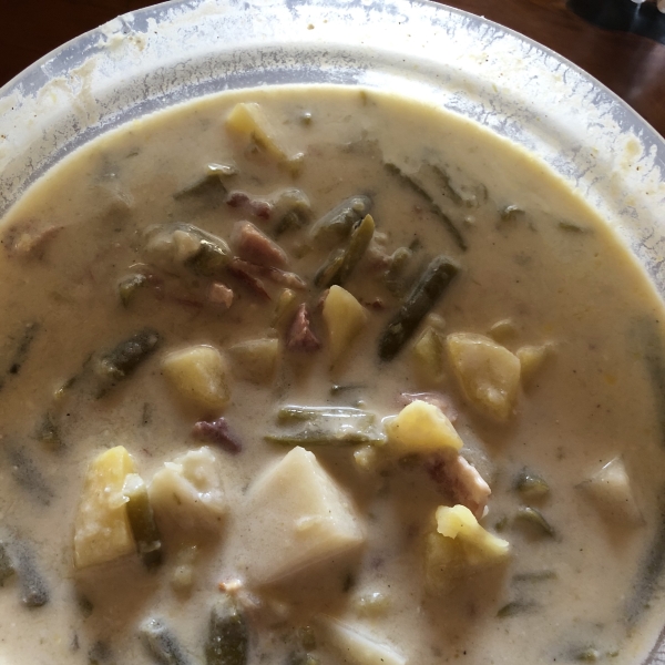 Slow Cooker Ham, Green Bean, and Potato Soup