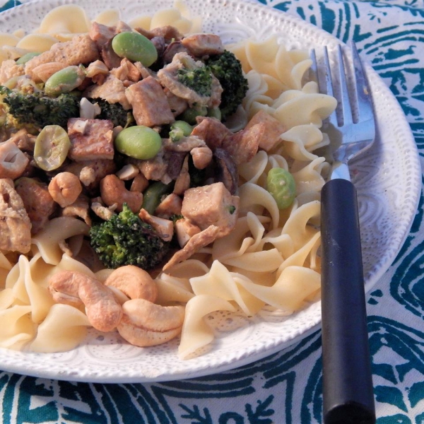 Tofu Egg Noodles In Coconut Sauce