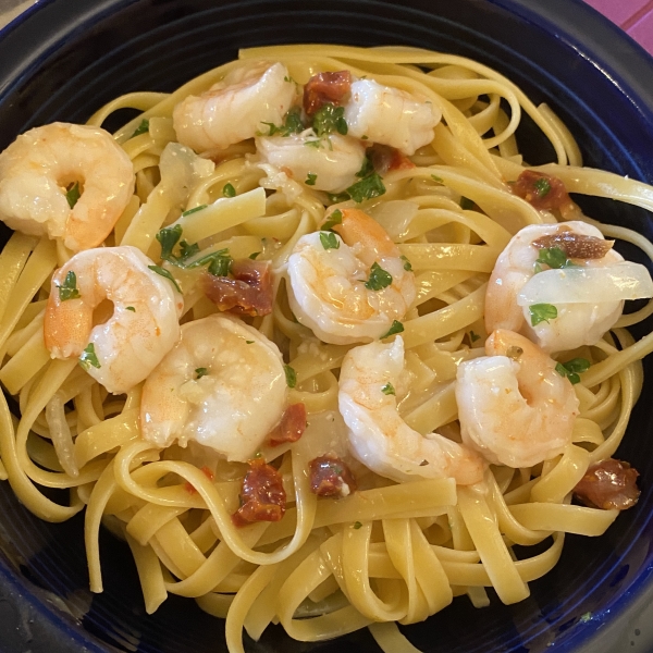 Fettuccine with Lemon-Garlic Shrimp