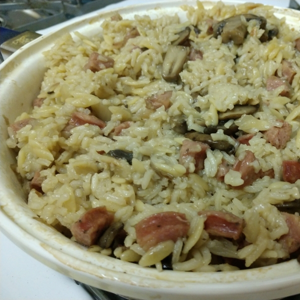 Mushroom and Sausage Rice Pilaf