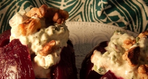 Baked Beet Root With Yogurt Walnut Dressing