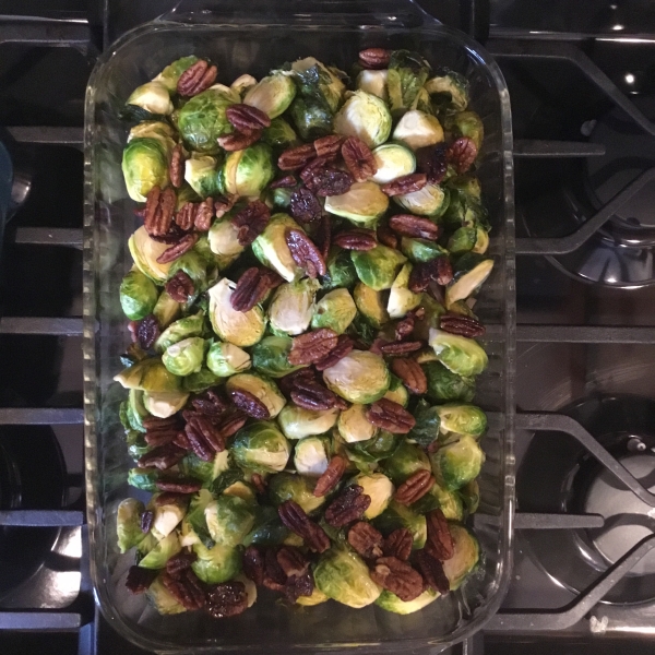 Pancetta Brussels Sprouts with Caramelized Pecans