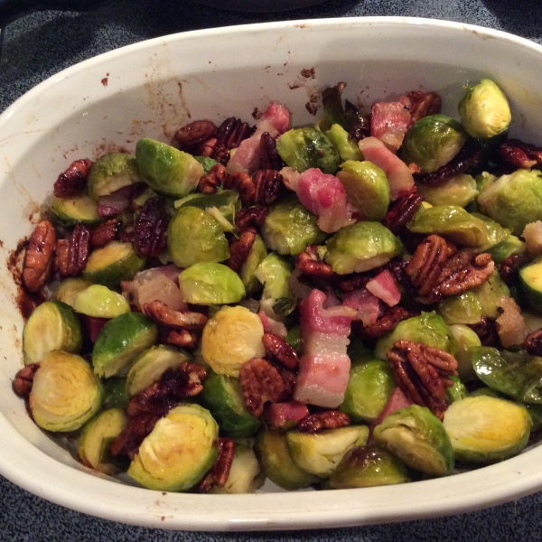 Pancetta Brussels Sprouts with Caramelized Pecans