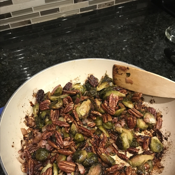 Pancetta Brussels Sprouts with Caramelized Pecans