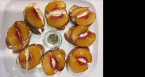 Peach Brulee Burrata Bruschetta