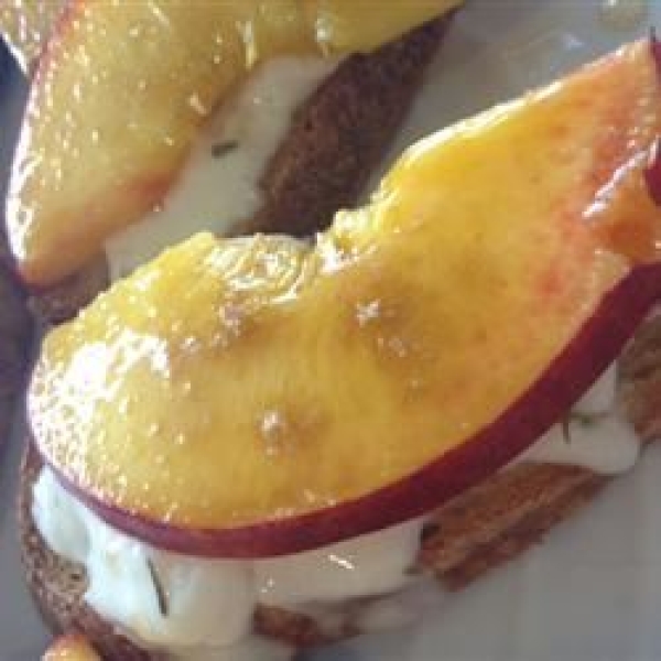 Peach Brulee Burrata Bruschetta