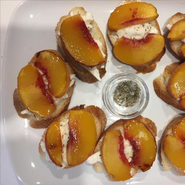 Peach Brulee Burrata Bruschetta