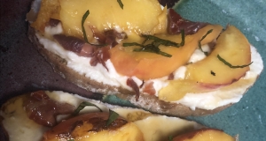 Grilled Peach and Ricotta Crostini