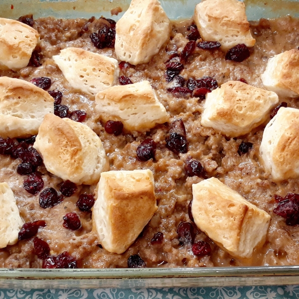 Sausage, Cranberry, and Biscuit Breakfast Bake