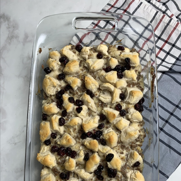 Sausage, Cranberry, and Biscuit Breakfast Bake