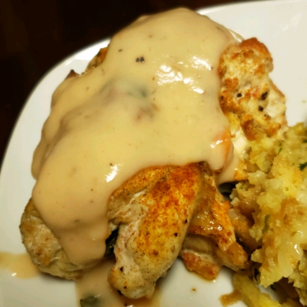 Spinach Stuffed Chicken and Gravy