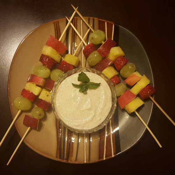 Fruit Skewers with Apple Cinnamon Dipping Sauce