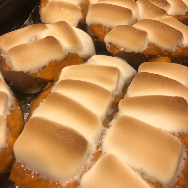 Twice-Baked Sweet Potatoes with Browned Butter and Toasted Marshmallows