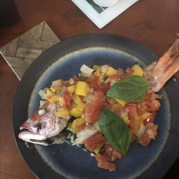 Baked Snapper with Chilies, Ginger and Basil
