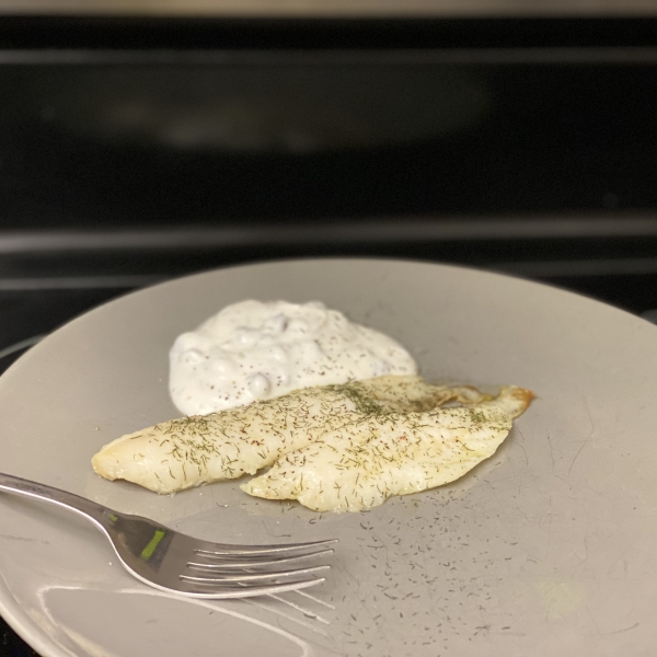 Baked Flounder With Dill And Caper Cream