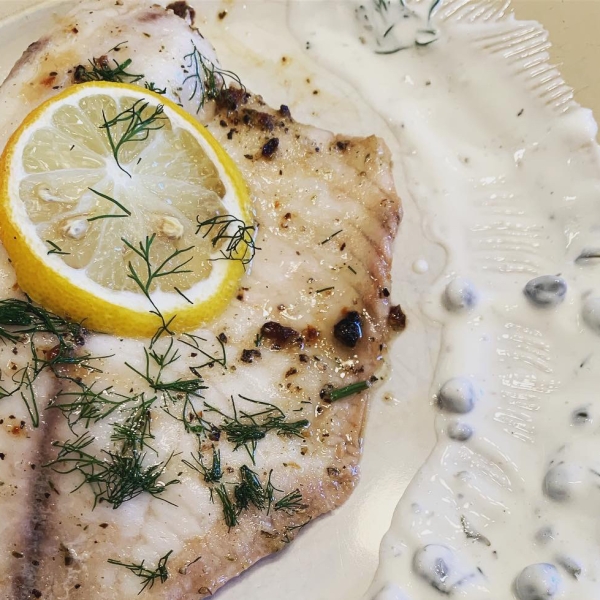 Baked Flounder With Dill And Caper Cream
