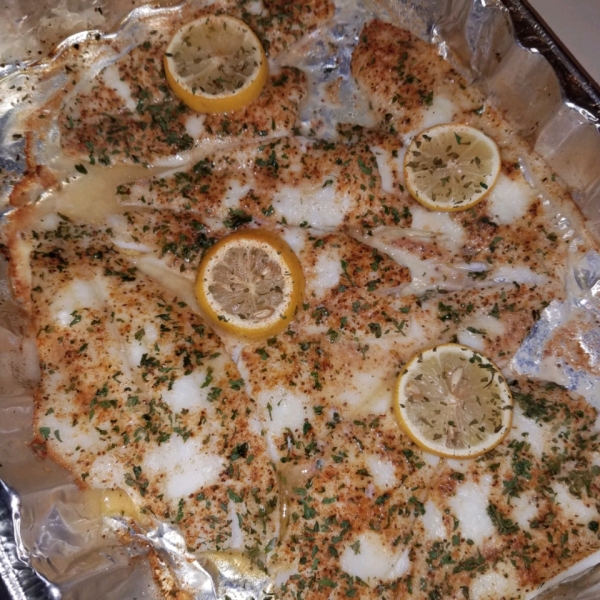 Baked Flounder With Dill And Caper Cream