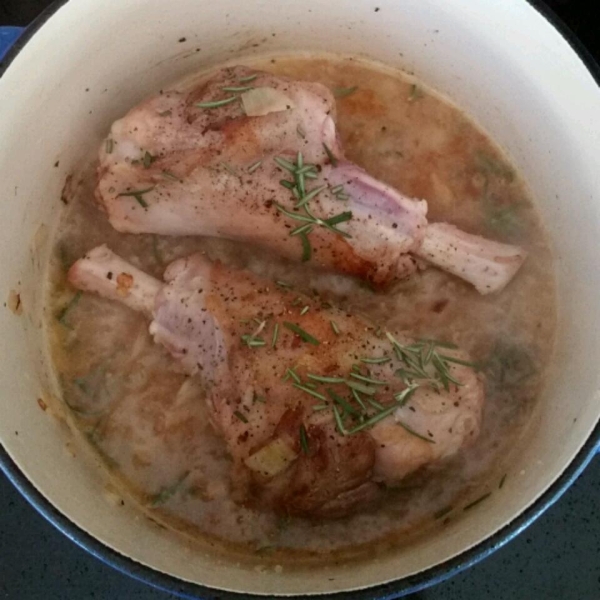 Lamb Shank Braised in White Wine with Rosemary